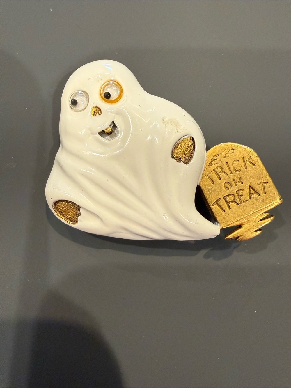 Danecraft Vintage Signed Halloween Ghost Grave Brooch Pin 1980s